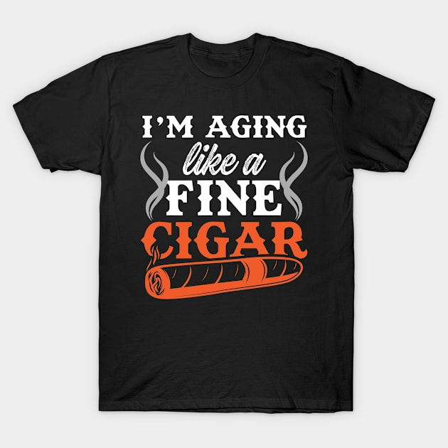 Funny Cigar Gift Aging Like a Fine Cigar Retirement Gift Snowbird Tee T-Shirt by InnerMagic